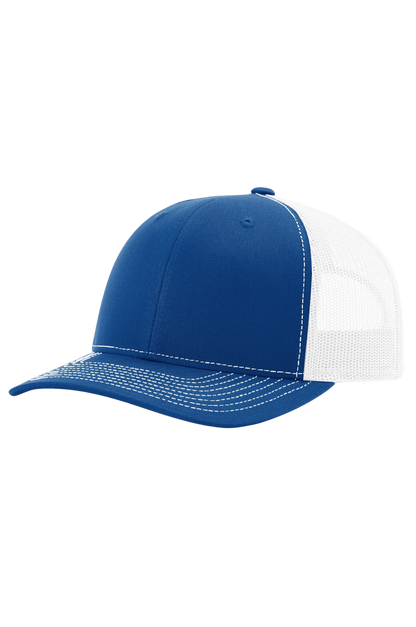 Blue and white cap on a white background