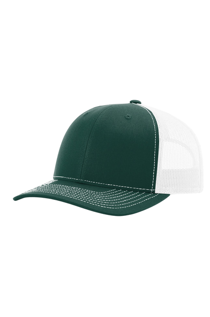 Green and white cap on a white background