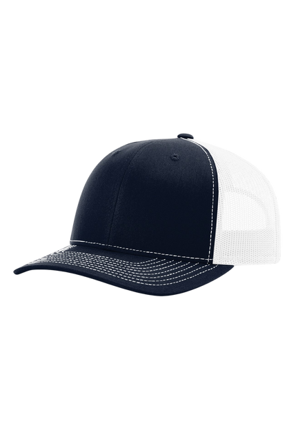 Navy and white cap on a white background