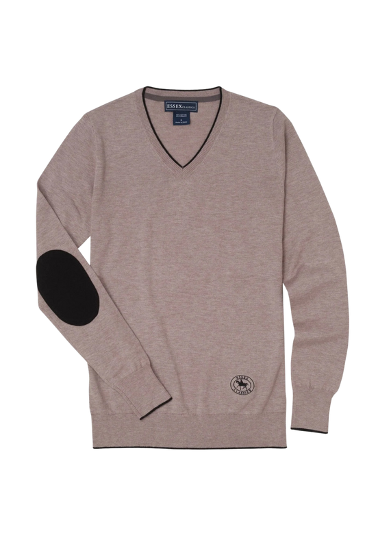 Taupe with Black Trey V-Neck Sweater