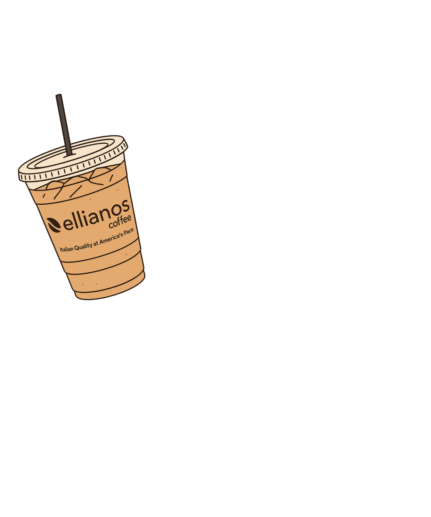 Illustration of a elliannos coffee cup with a straw on a white background
