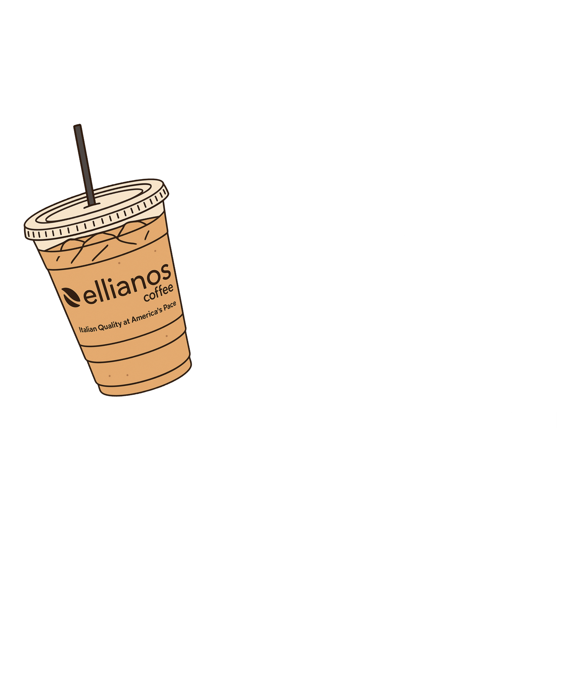 Illustration of a elliannos coffee cup with a straw on a white background