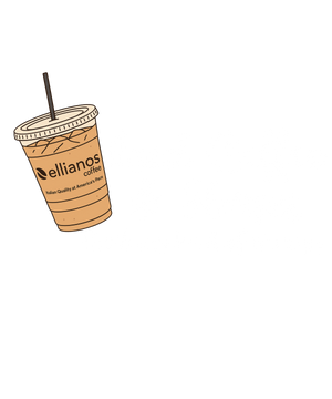 Illustration of a elliannos coffee cup with a straw on a white background