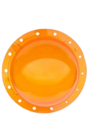 A white blinker replacement cup for vehicle lighting.