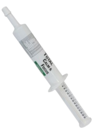 A syringe-like device likely used for dispensing a veterinary medicine or supplement.