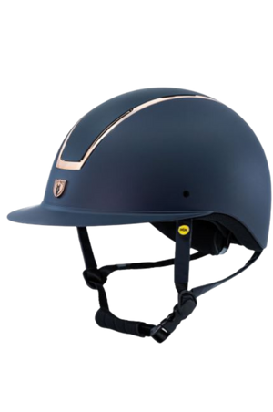 Black riding helmet with a reflective strip on a transparent background