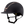 Black riding helmet with a reflective strip on a transparent background