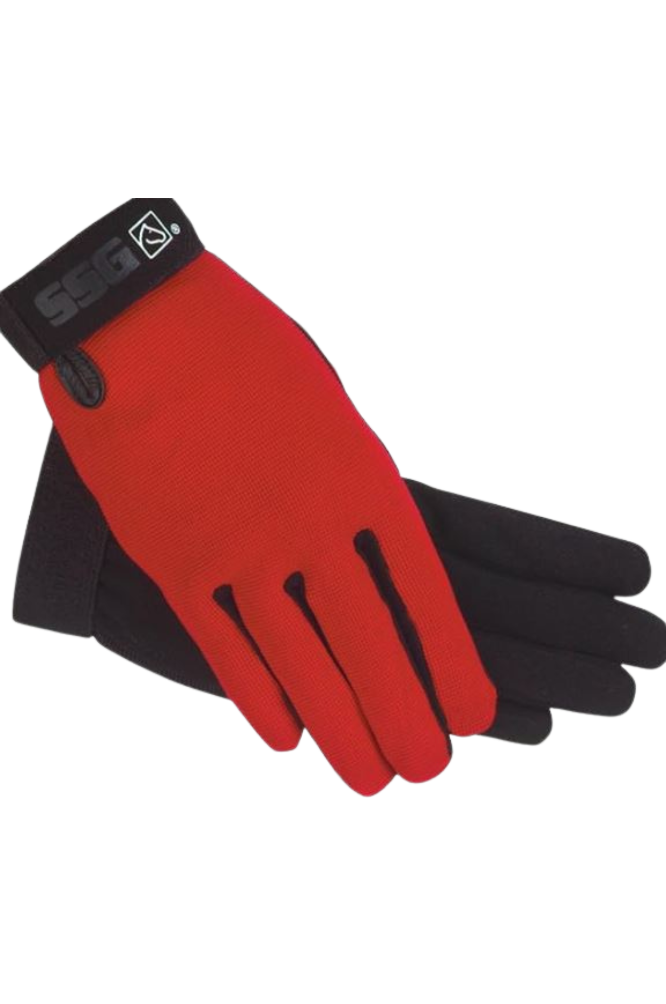 A pair of blue and black all-weather gloves for women.