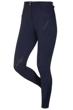 A pair of beige knee grip breeches for horses.