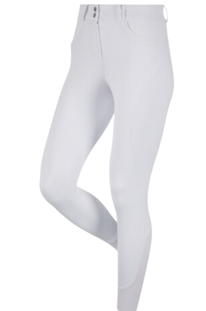 A pair of beige knee grip breeches for horses.
