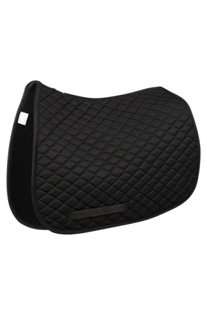 A black TuffRider basic pony saddle pad with diamond quilting and a flannel underside.
