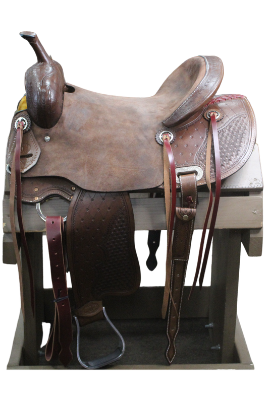 CIRCLE J BARREL SADDLE W/ ROUGHOUT SEAT