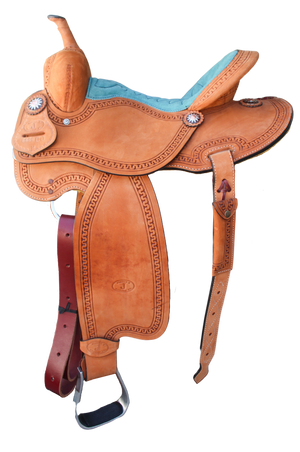 Circle J Barrel Saddle Light Oil/Turquoise