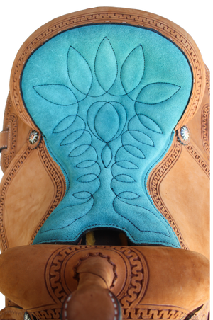 Circle J Barrel Saddle Light Oil/Turquoise