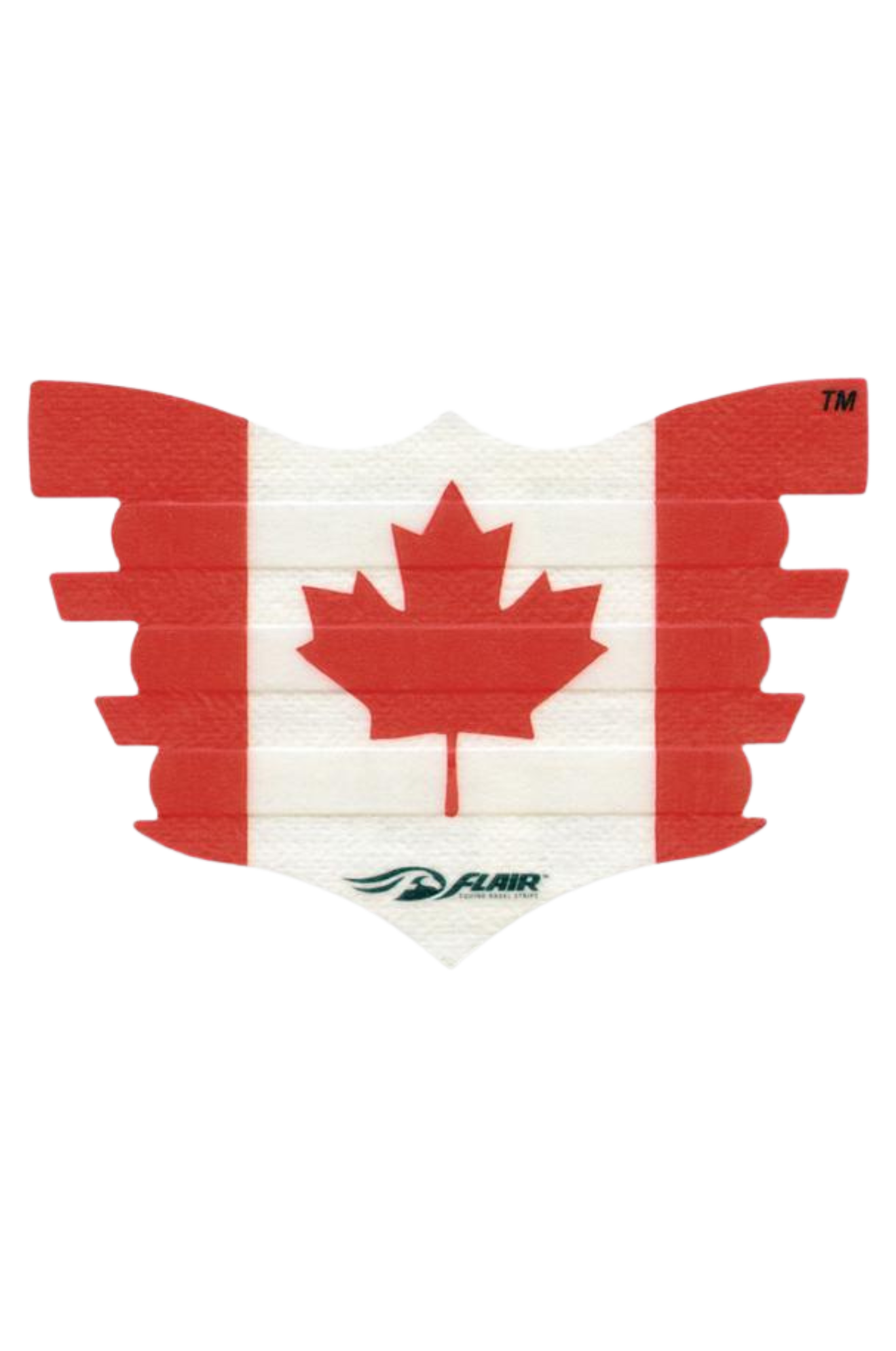 A single black FLAIR nasal strip designed for horses, showing the textured adhesive surface.