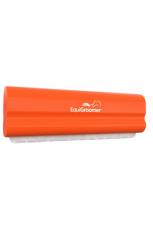 A  EquiGroomer pet grooming tool with a wave-style blade, designed for removing fur and dirt from pets.