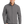 A man wearing a gray softshell jacket with a zip-through cadet collar, chin guard, and front zippered pockets.
