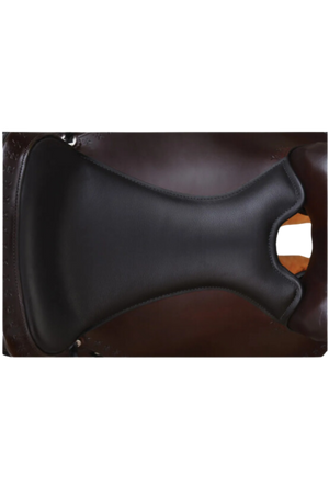 A brown leather gaited trail saddle with stainless steel hardware and a padded seat, designed for comfort in trail riding.