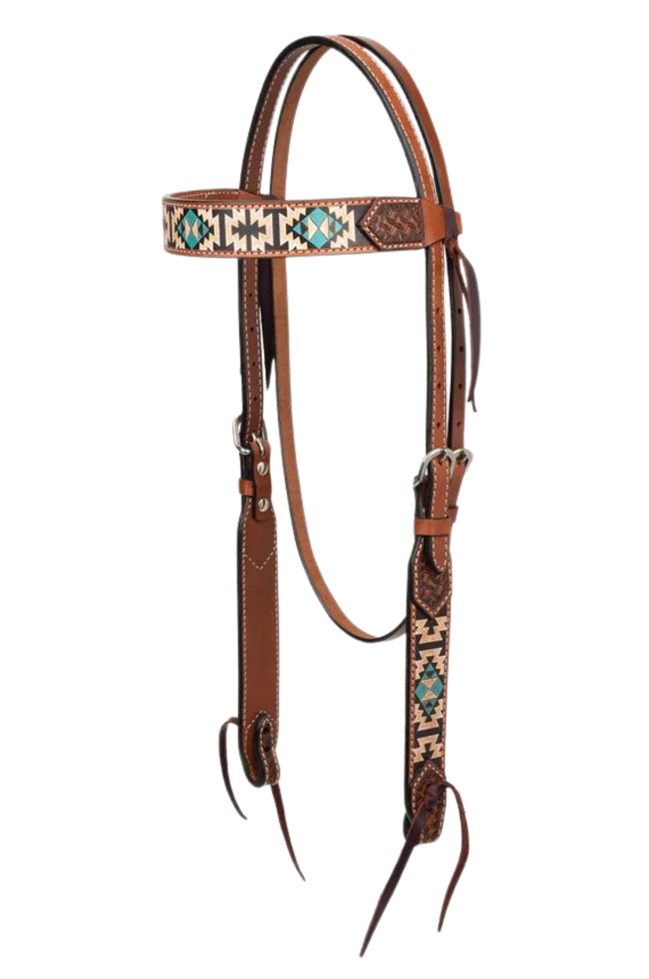 TURQUOISE CROSS AZTEC BROWBAND HEADSTALL