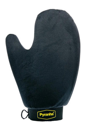 Three gloves in blue, black, and yellow colors, designed for horse uses to jewelry, displayed against a white background.