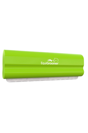 A  EquiGroomer pet grooming tool with a wave-style blade, designed for removing fur and dirt from pets.