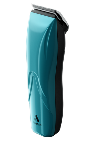 A cordless clipper with a blue body and black detailing, featuring the ANDIS logo on the front.