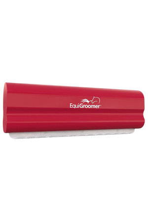 A  EquiGroomer pet grooming tool with a wave-style blade, designed for removing fur and dirt from pets.