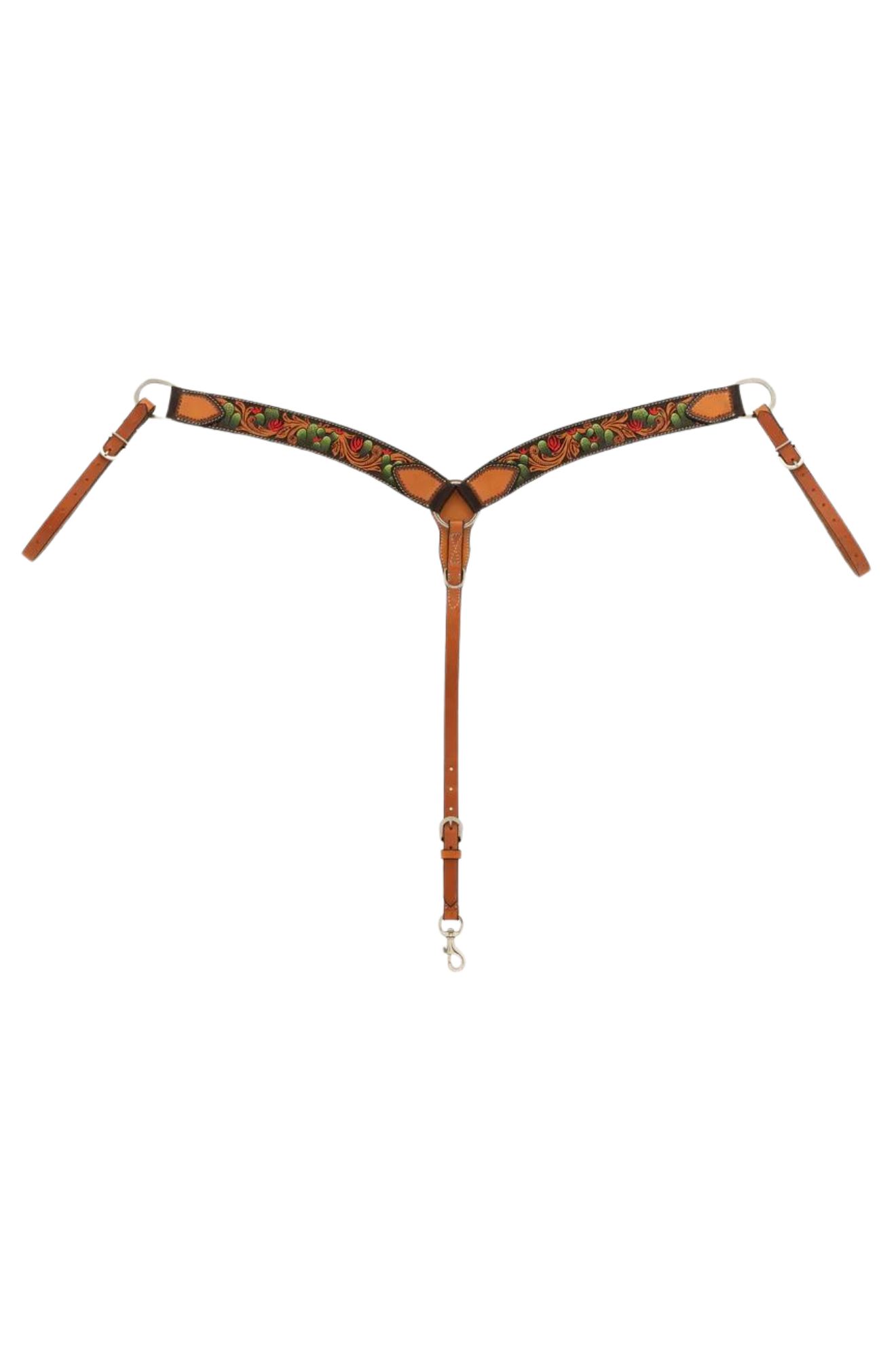 TURQUOISE CROSS CACTUS TOOLED CONTOURED BREAST COLLAR