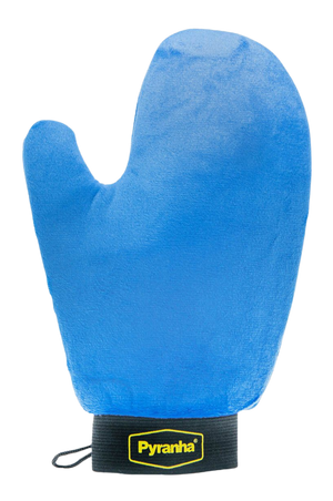 Three gloves in blue, black, and yellow colors, designed for horse uses to jewelry, displayed against a white background.