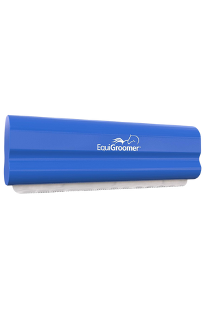 A  EquiGroomer pet grooming tool with a wave-style blade, designed for removing fur and dirt from pets.