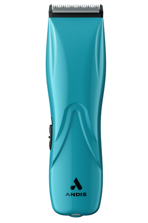 A cordless clipper with a blue body and black detailing, featuring the ANDIS logo on the front.