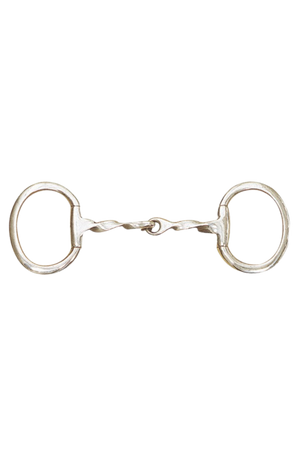 A silver-colored flat eggbutt bit with 75 mm flat rings, designed for horse riding.