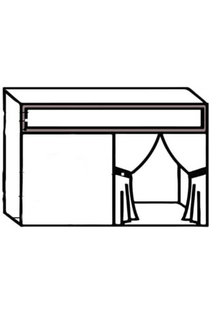 A line drawing of a tack room set.