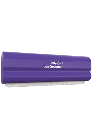 A  EquiGroomer pet grooming tool with a wave-style blade, designed for removing fur and dirt from pets.