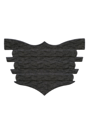 A single black FLAIR nasal strip designed for horses, showing the textured adhesive surface.