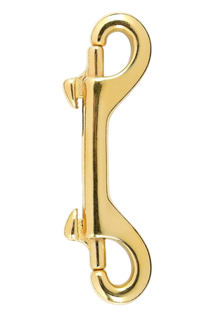 A gold-colored double end brass snap hook.