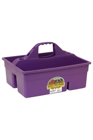 A large plastic tote box with multiple compartments and an easy-grip handle.