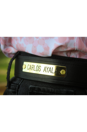 custom leather belt in brown or black with custom engraving