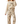 A woman wearing a beige pajama set with animal print patterns, standing against a solid background.
