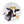 Cow with sunflower decorations on a wooden background