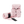 Pink horse with black straps on a white background