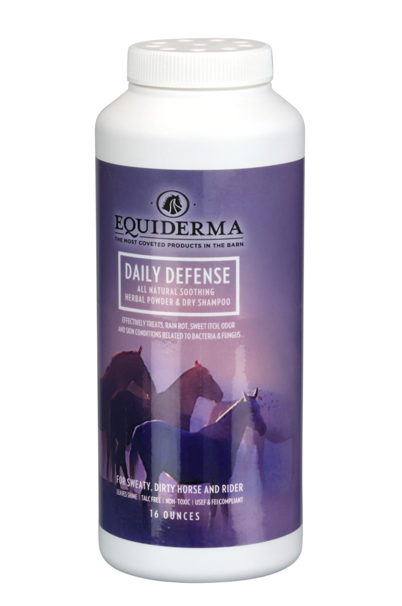 Equiderma Daily Defense shampoo bottle on a white background