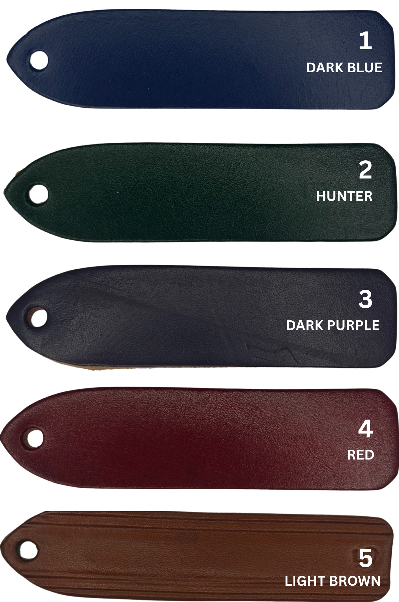A custom leather key chain with a brass engraved plate, showing the store name and logo.