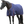 Horse wearing a blue blanket on a white background