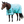 Horse wearing a light blue rug on a white background