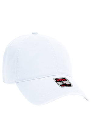 White cap with a logo on a white background