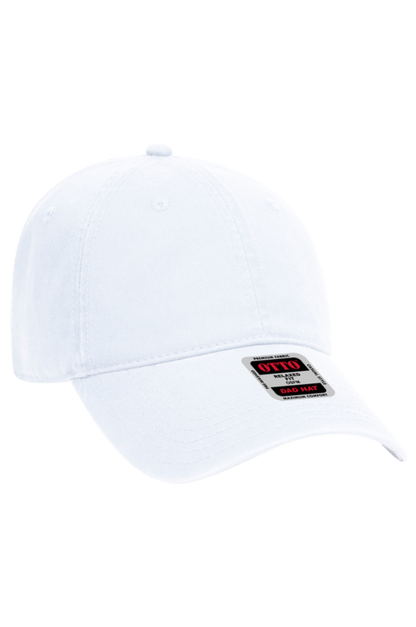 White cap with a logo on a white background