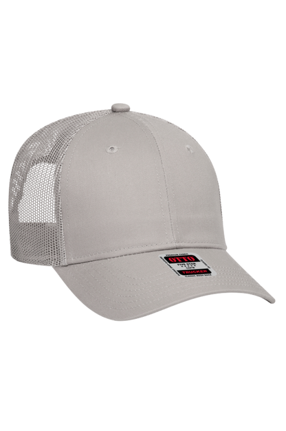 Gray cap with mesh back and visible brand logo on a white background