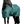 Horse wearing a teal blanket with a white background