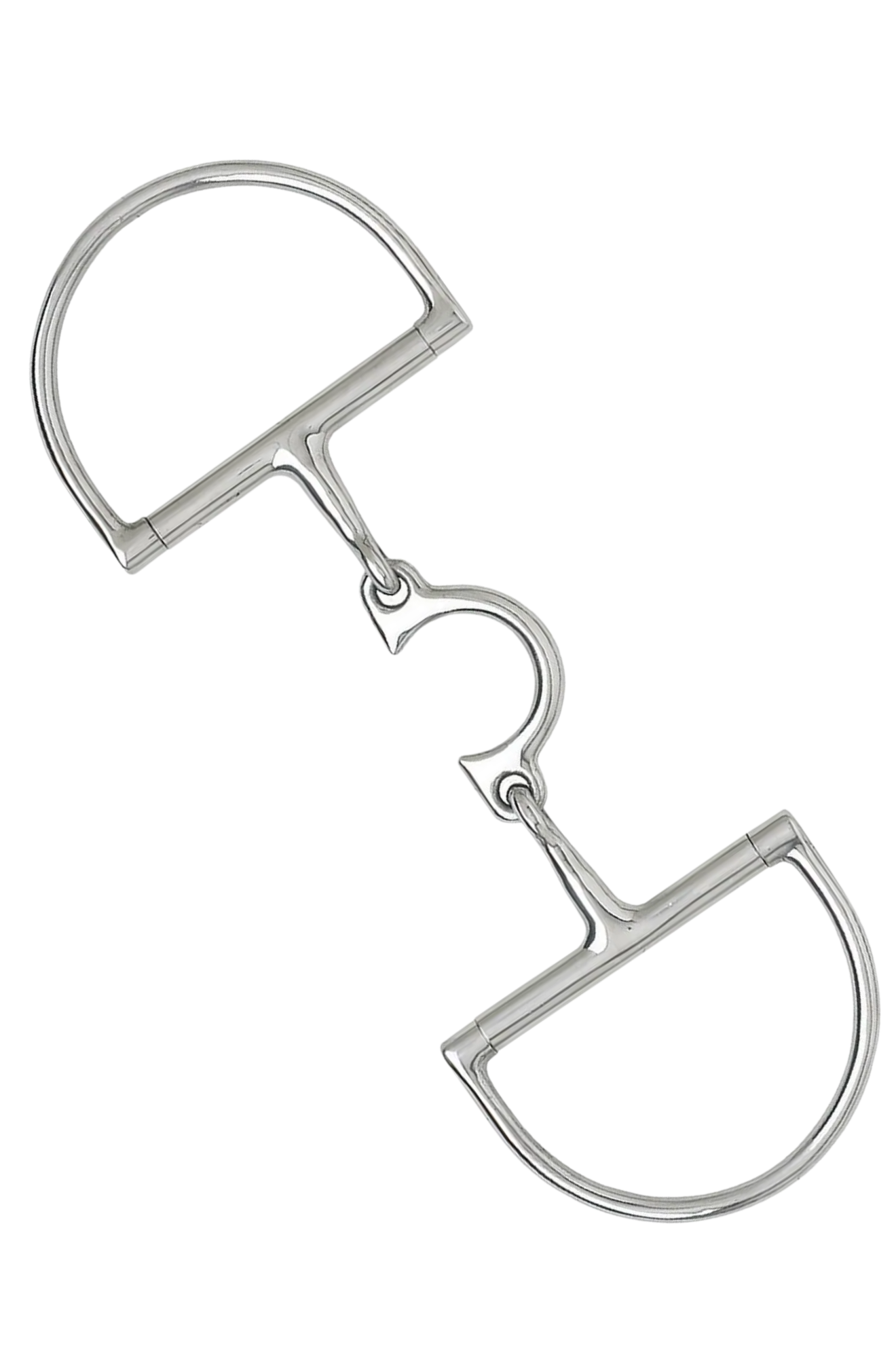 Silver bridle bit on a white background
